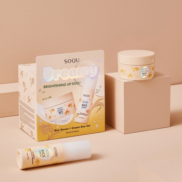 New 2pc SOQU Dreamy Brightening Up Duo Rice Serum + Cream K-Beauty Box Set - Picture 1 of 3